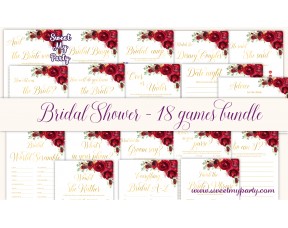 Red roses Bridal Shower games bundle,red flowers Bridal Shower games package,(016)